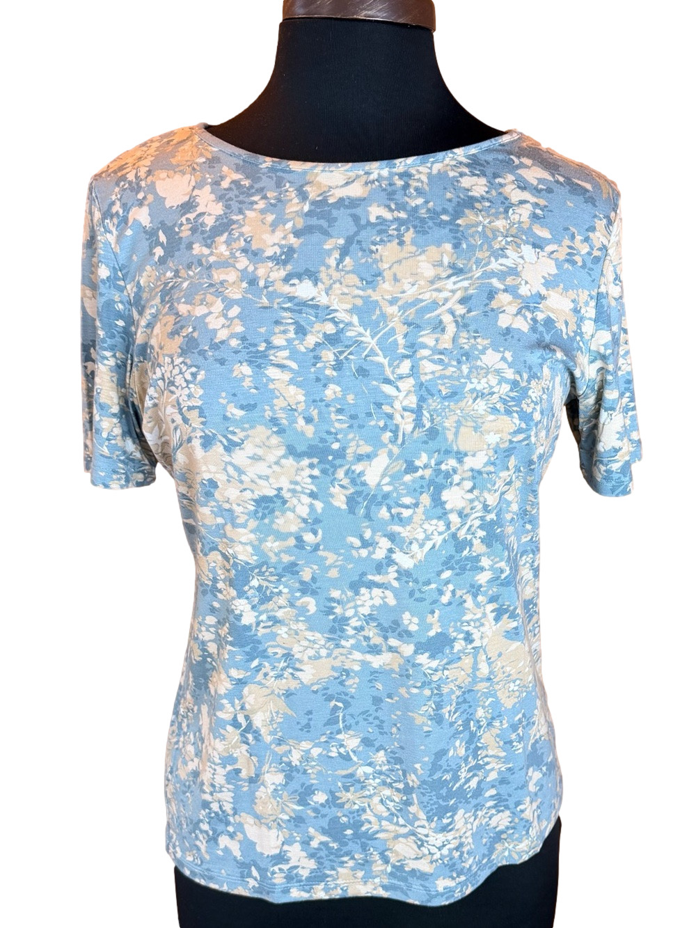 Marks & Spencer Light Blue Floral Crewneck Short Sleeve Tee